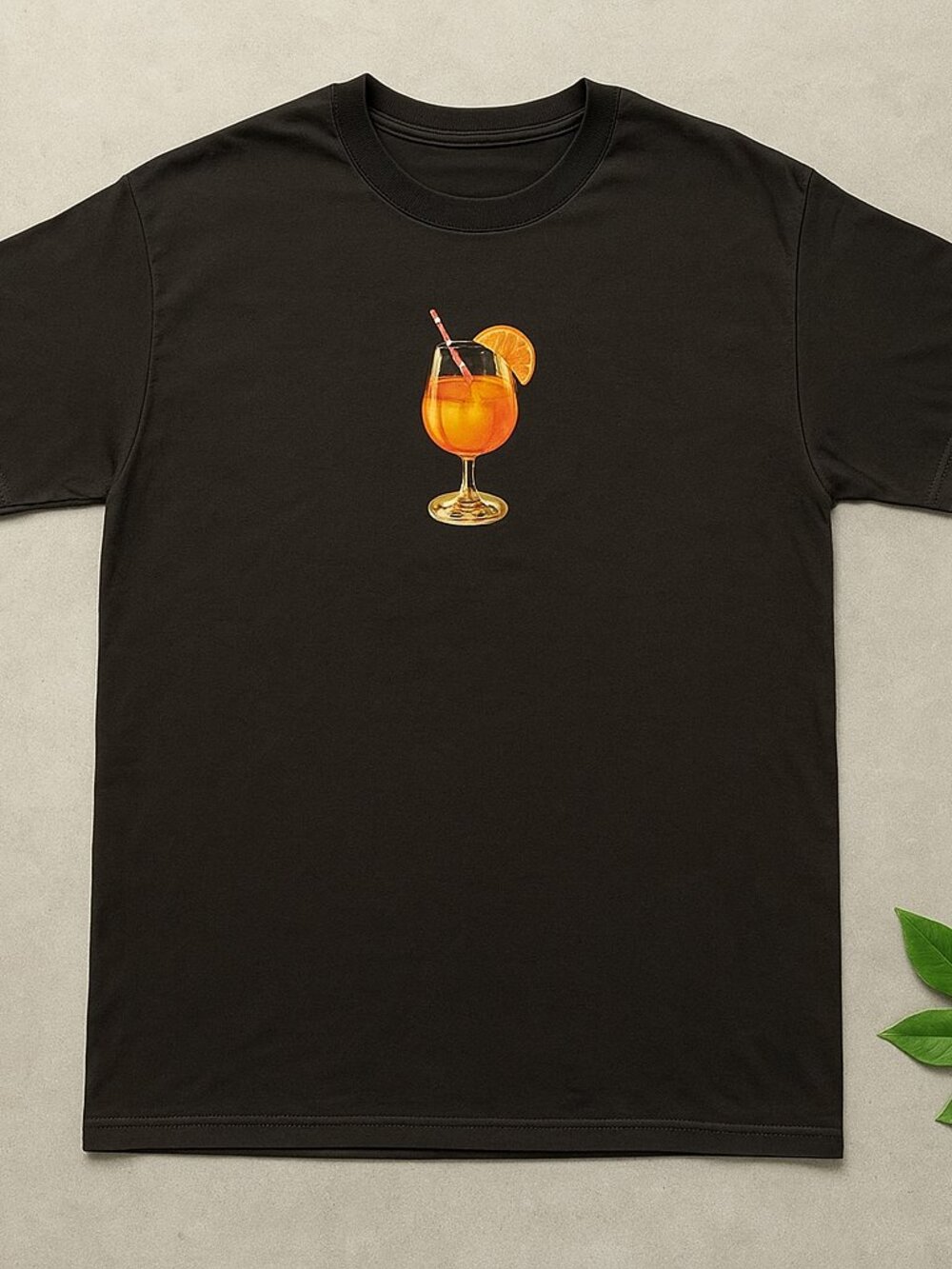 Cocktail Graphic Tee | Orange Citrus Drink Black T-Shirt
